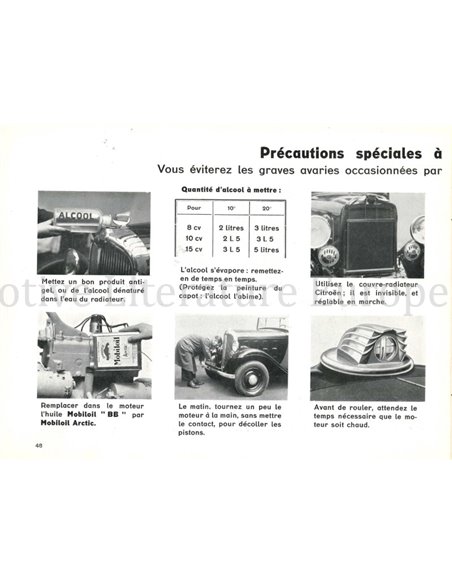 1934 CITROËN ROSALIE  INSTRUCTIEBOEKJE FRANS