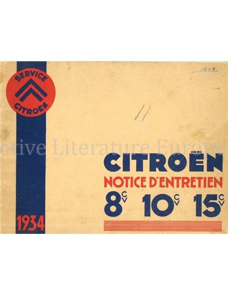 1934 CITROËN ROSALIE OWNERS MANUAL FRENCH