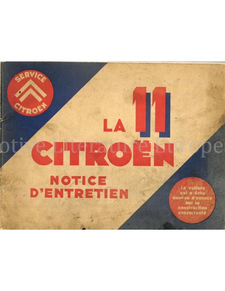 1934 CITROËN TRACTION AVANT OWNERS MANUAL FRENCH