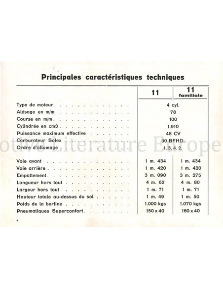 1934 CITROËN TRACTION AVANT INSTRUCTIEBOEKJE FRANS