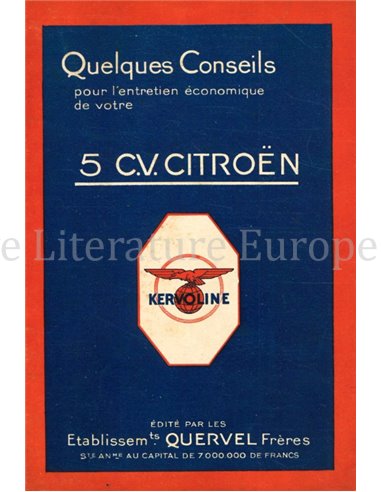 CITROËN 5 C.V. LUBRACATION GUIDE FRENCH