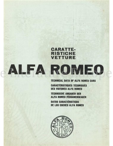 ALFA ROMEO CARATTERISTICHE VETTURE DATENBLATT ITALIENISCH