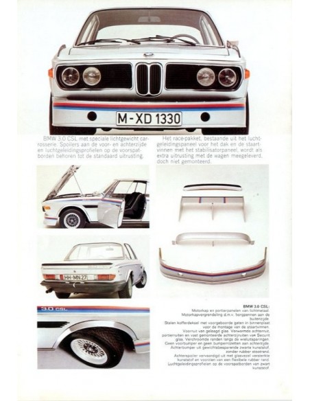 1974  BMW 3.0 CS CSI CSL BROCHURE NEDERLANDS